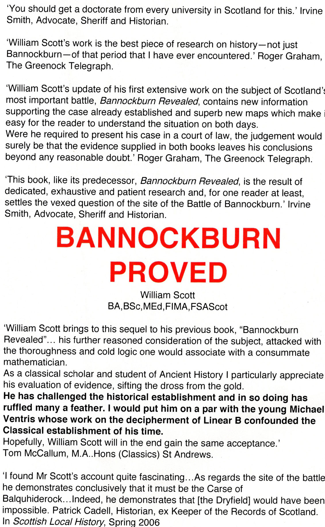 © Elenkus: Bannockburn Proved book cover